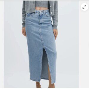 Mango Slit Denim Skirt